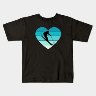 I Love Downhill Skiing Winter Sports Ski Kids T-Shirt